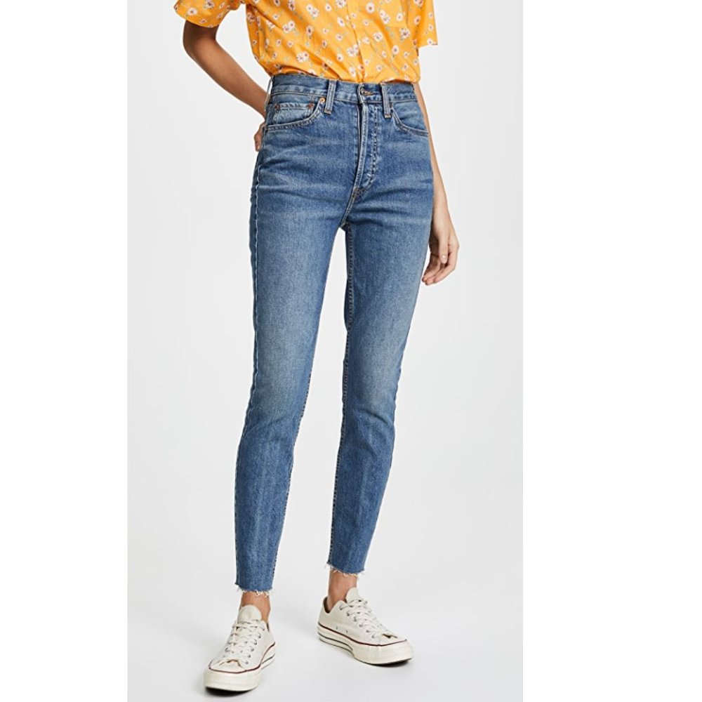 NEW Re/Done High Rise Ankle Crop Jeans Button Fly Forever Rinse Size 26